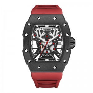 Baogela Top Brand Dominant Tonneau Mécanique style industriel Skeleton Lumineux Affiche Sports Sports Watchs Steel Silicone Watch 4147