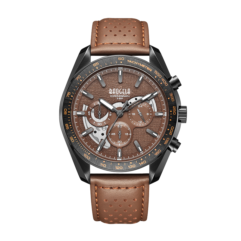 Baogela New Luxury Men Sport Quartz Chronograph Male Chronograph Calendar Japan Movement 50bar Top Brand Clock Gree Suppineuse en cuir 22804
