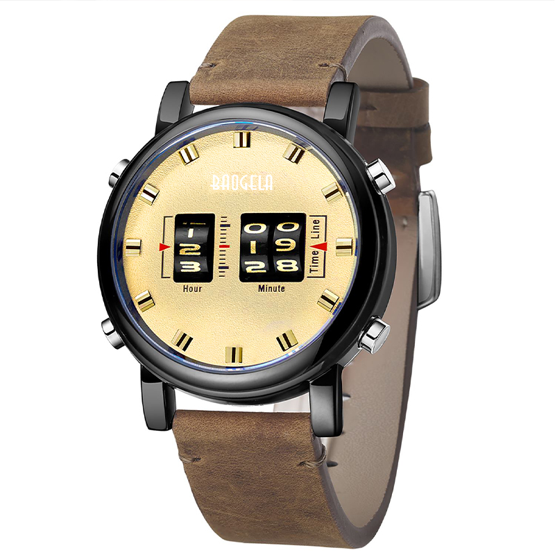 Baogela Fashion Men\'s Roller Design Business Business Men Men Quartz Watch Le cuir imperméable Sport décontracté pour hommes Relogie Masculino 22703